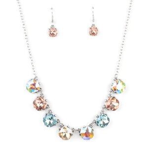 Elegant Multicolor Crystal Necklace and Earring Set